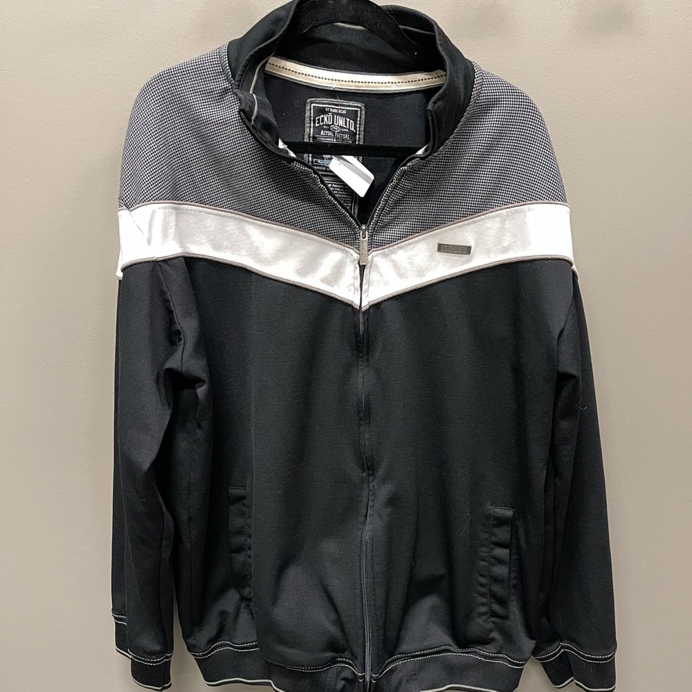Ecko Unltd Mens XL Actual Factual Retro Y2K Full Zip Jacket Hoodie